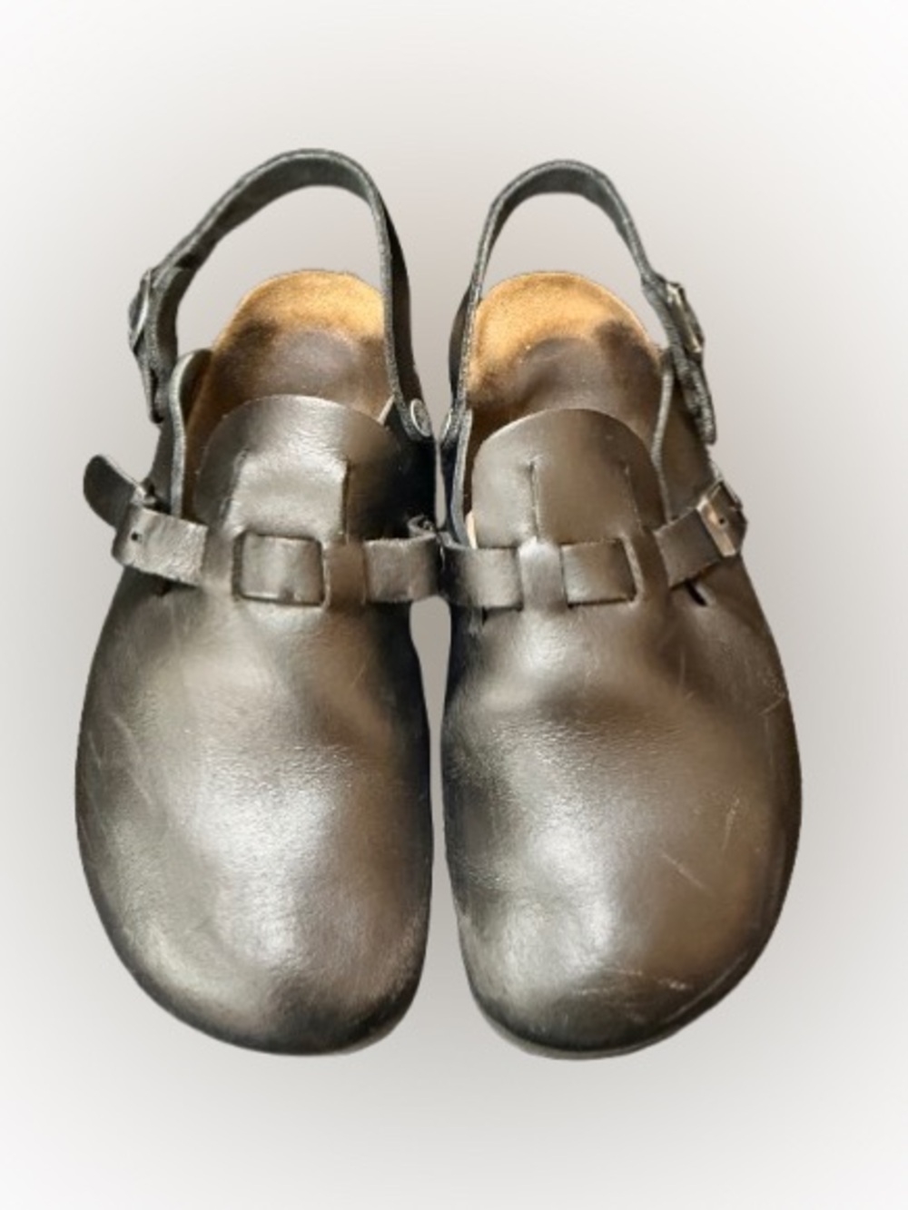 Birkenstock Tokio Super Grip Black Leather Clogs Slingback EU 39 US 8